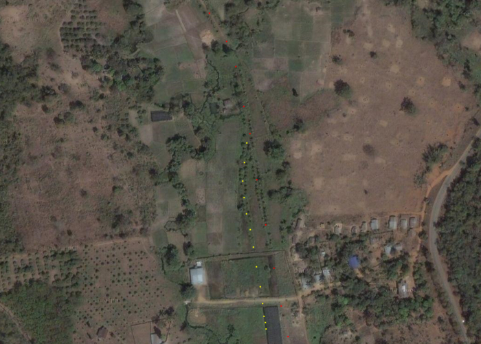 Zbliżenie terenu terenu, w którym znajdował się prawdopodobnie obóz 'Lower Nikki'.
