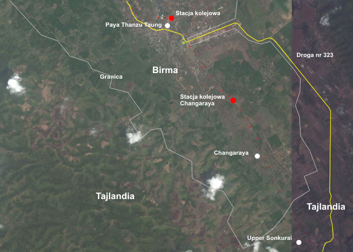 Położenie obozów 'Changaraya' i 'Paya Thanzu Taung'.