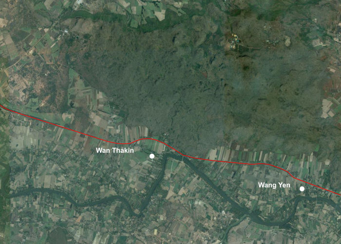 Odcinek linii kolejowej pomiędzy obozami 'Wang Yen' a 'Wan Thakin'.