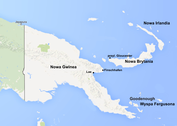 Położenie wysp Goodenough i wWyspy Fergussona.