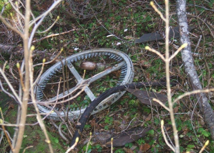 Aluminiowy pierścień pochodzący z bomby balonowej Fu-Go odnalezionej 10 października 2014 roku niedaleko miejscowości Lumby w Kolumbi Brytyjskiej