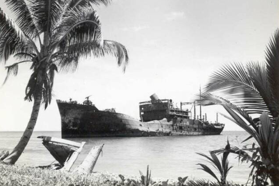 Wrak transportowca Yamaura Maru. Rok 1944.